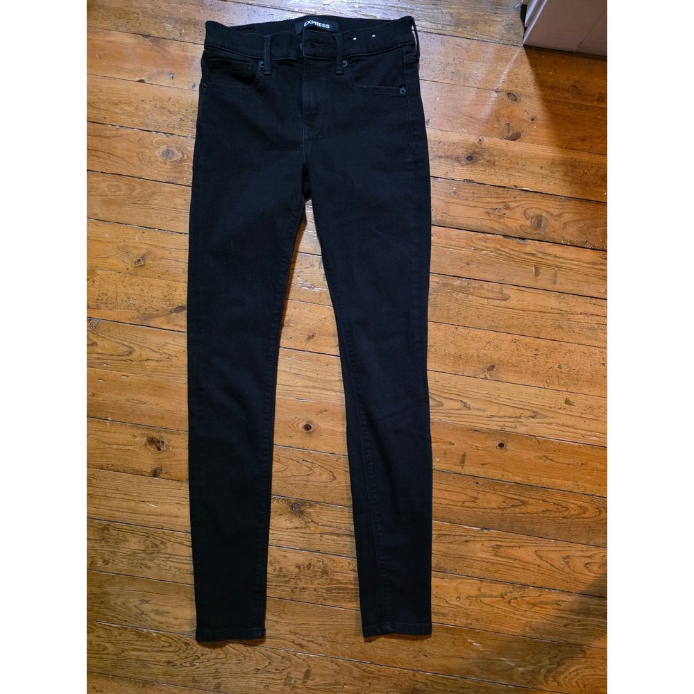 Express Legging Mid Rise Jeans Womens 2R Black Skinny Stretch Denim Pants